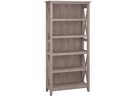 Bush Furniture Key West Washed Grey 5 Shelf Bookcase ...