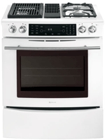 Jenn-Air 30" JDS9860BDW Slide-In Dual-Fuel White Downdraft Range