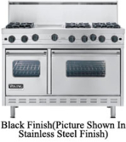 Viking Professional Series 48" Free Standing Sealed Burner Gas Range - Black Finish