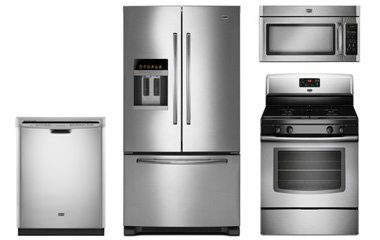 Maytag Stainless Steel French Door Refrigerator Appliance Package with Gas Range
