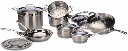 DeLonghi Genoa Pattern 14 Piece Stainless Steel Cookware Set - CS14GE