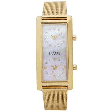 Skagen Gold Dual Time Mother-Of-Pearl Dial Women 's Watch - 20SGGW Skagen Gold Dual Time Mother-Of-Pearl Dial Women 's Watch - 20SGGW