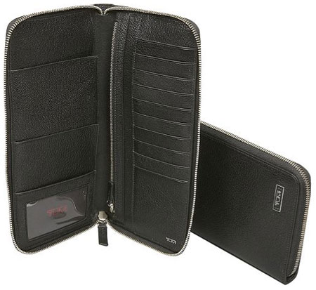 Tumi Black Capra Collection Ladies Zip Around Travel Wallet - 41672 BLACK
