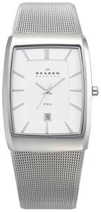 Skagen Silver Rectangular Case Mens Watch - 690LSSC