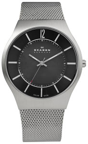 Skagen Black On Silver Solar Mens Watch - 833XLSSB1