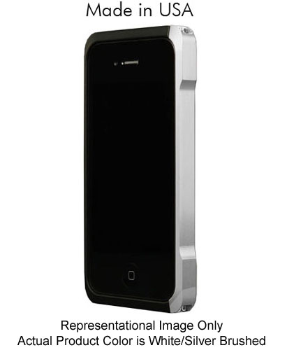 Atomic White/ Brushed Silver Hybrid Composite Case for iPhone 4 - AHC01W-BS iPhone 4 Case
