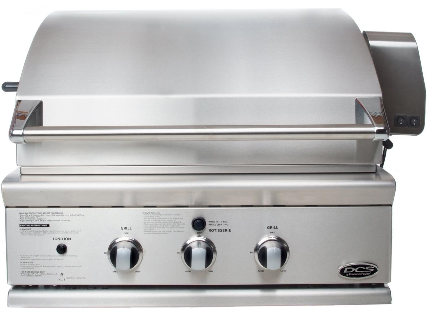 DCS 30" Professional Natural Gas Grill With Rotisserie - Stainless Steel Finish - BGB30-BQR