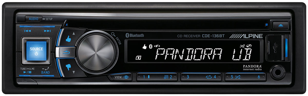 Alpine Single DIN Bluetooth CD Receiver - CDE-136BT