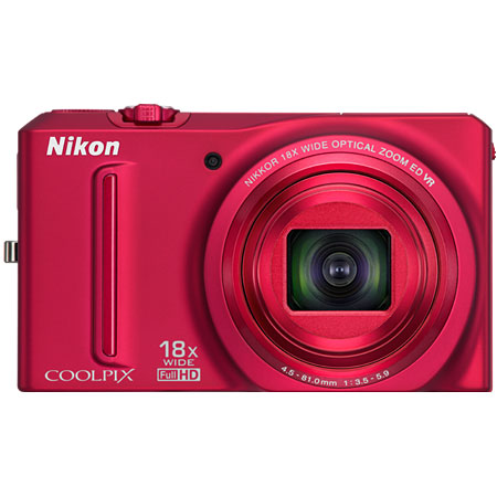 Nikon COOLPIX S9100 Red 12.1 Megapixel Digital Camera - 26249