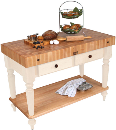 John Boos Alabaster Cucina Rustica Cutting Board With Shelf - CUCR05-SHF-AL