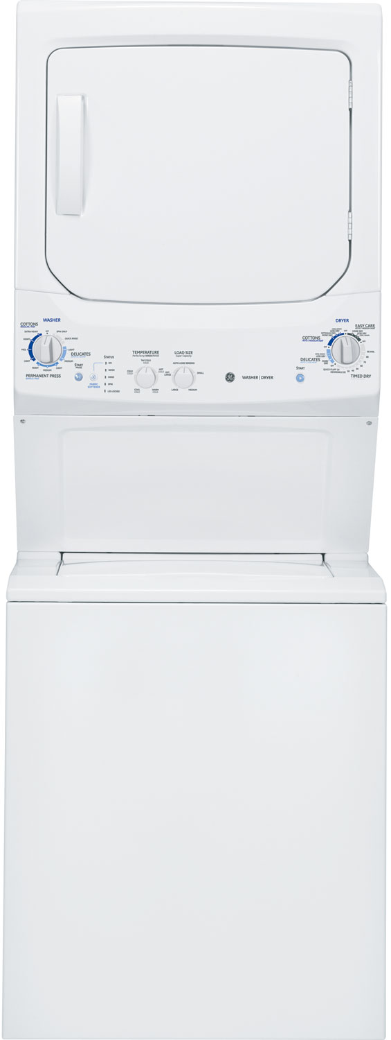 GE 27 ' White Unitized Spacemaker Stack Washer With Electric Dryer - GTUN275EMWW