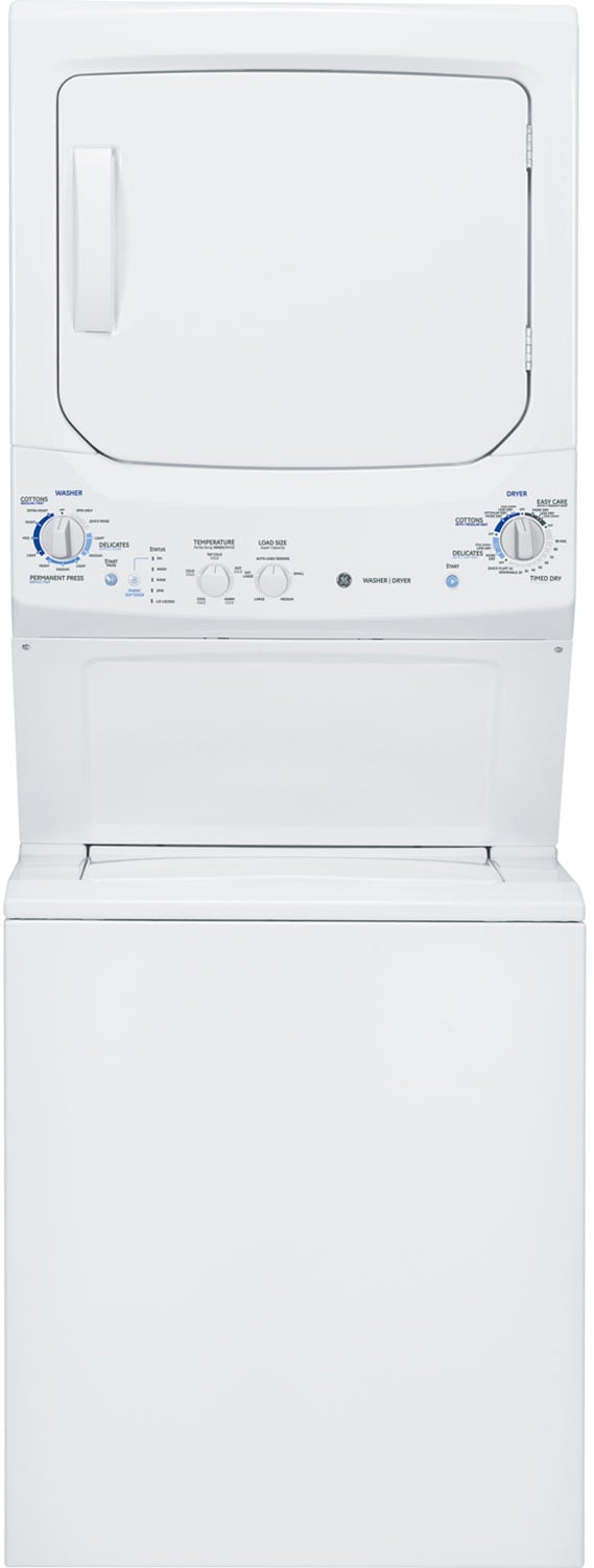 GE 27 ' White Unitized Spacemaker Stack Washer With Gas Dryer - GTUN275GMWW