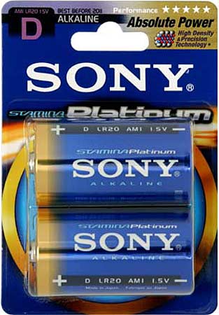 Sony D 2 Pack Stamina Platinum Alkaline Batteries - AM1PTB2A
