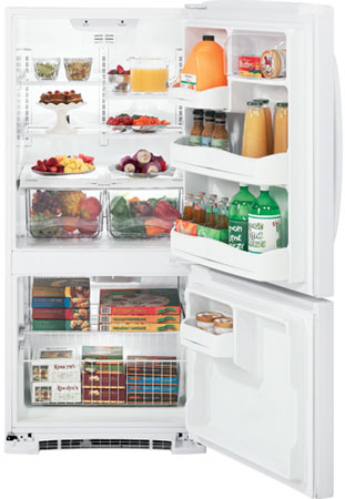 GE White Bottom-Freezer Refrigerator - GBSC0HBXWW GE White Bottom-Freezer Refrigerator - GBSC0HBXWW