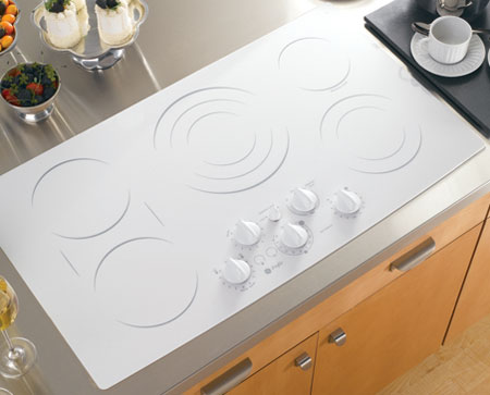 GE Profile 36 ' Built-In CleanDesign Electric White Cooktop - PP962TMWW