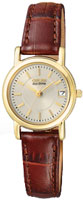 Citizen Eco-Drive Brown Leather Strap Ladies Watch - EW1272-01P