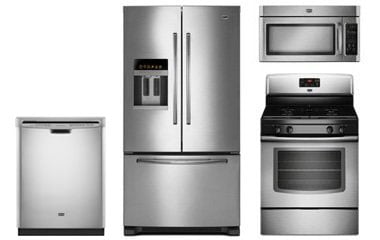 Buy stainless steel appliances. - Maytag Stainless Steel French Door Refrigerator Appliance Package with Gas Range - MAYTPACK3
