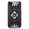 Luxmo iPhone 4 Black & Purple Floral Crystal Rubber Case