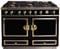 La Cornue CornuF&eacute; 110 43" Dual Fuel Range In Shiny Black With Brushed Brass & Stainless Steel Trim