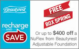 Simmons Beautyrest - Receive a Free Box Spring or up to $400 off a NuFlex Adjustable Foundation. Expires: 6-2-13