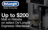 DeLonghi - Receive up to a $200 Mail-In Rebate with the purchase of a select Espresso Machine. Expires: 7-15-13