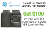 GE - Receive a $100 Visa Prepaid Card with the purchae of select GE Top Load Laundry Pair. Expires: 6-2-13