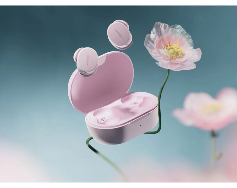 Front View of Bose Noise Cancelling Earbuds with Colorful Background