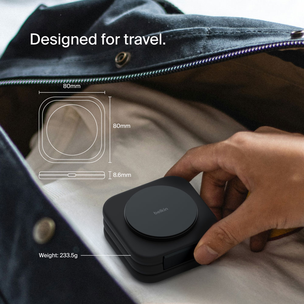 Infographic View of Belkin Wireless Charging Pad Dimensions and Design Feature
