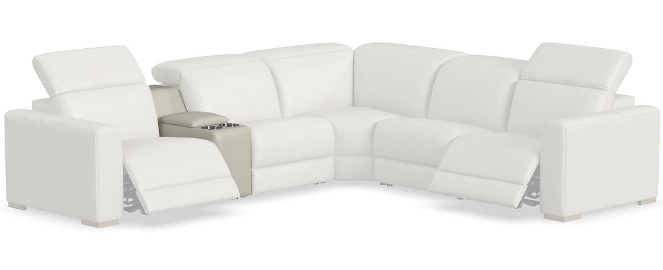 Flexsteel Aurora Straight Console in Coconut Milk Leather Finish