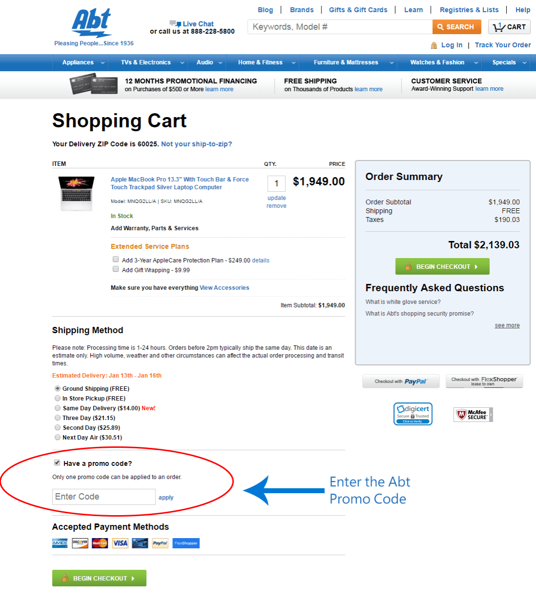 Promo Code Instructions
