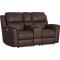 Flexsteel Henry Power Reclining Loveseat With Console & Power Headrests & Lumbar in Burnt Umber Leather