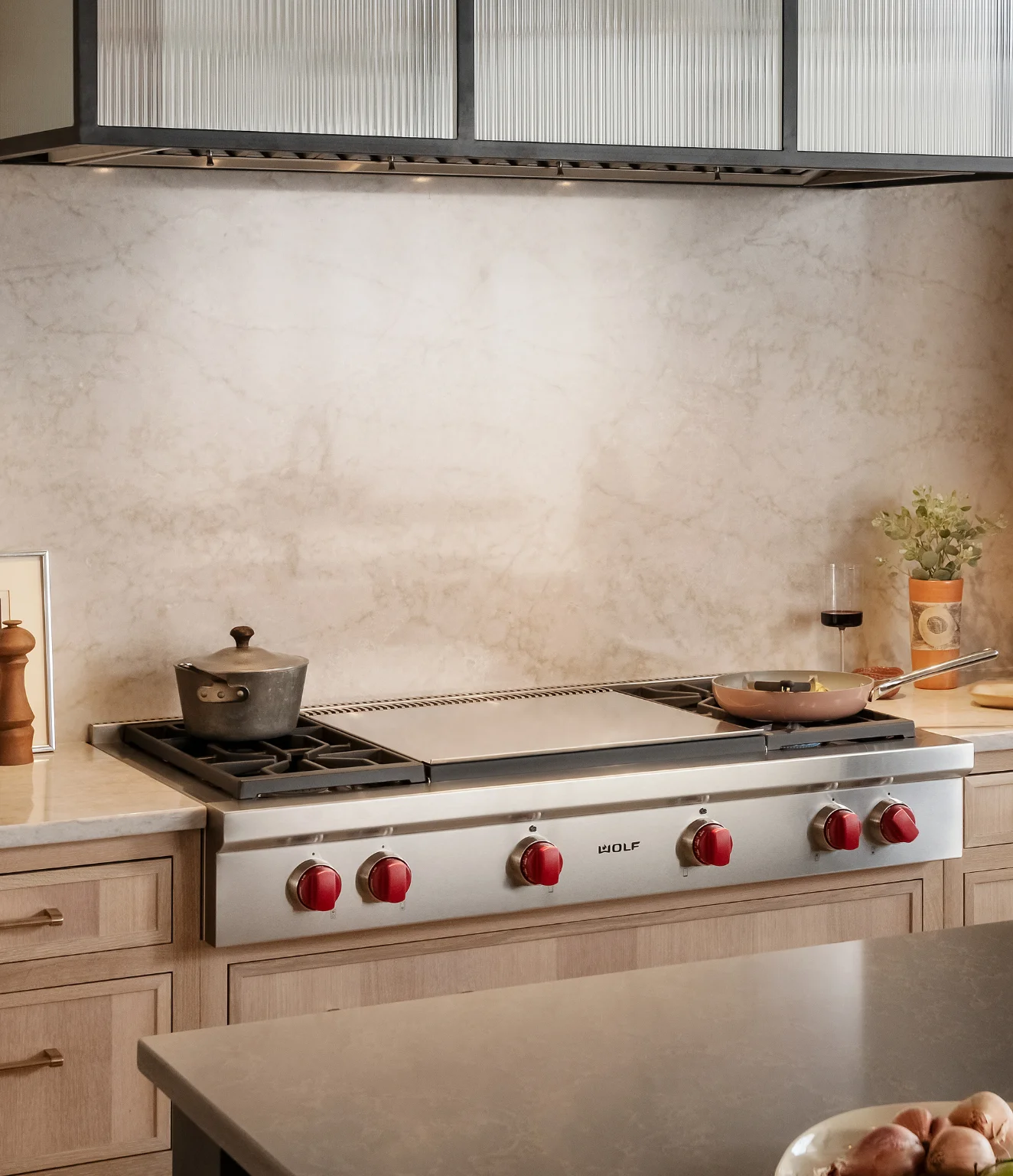 Wolf cooktop and rangetop in a modern kitchen