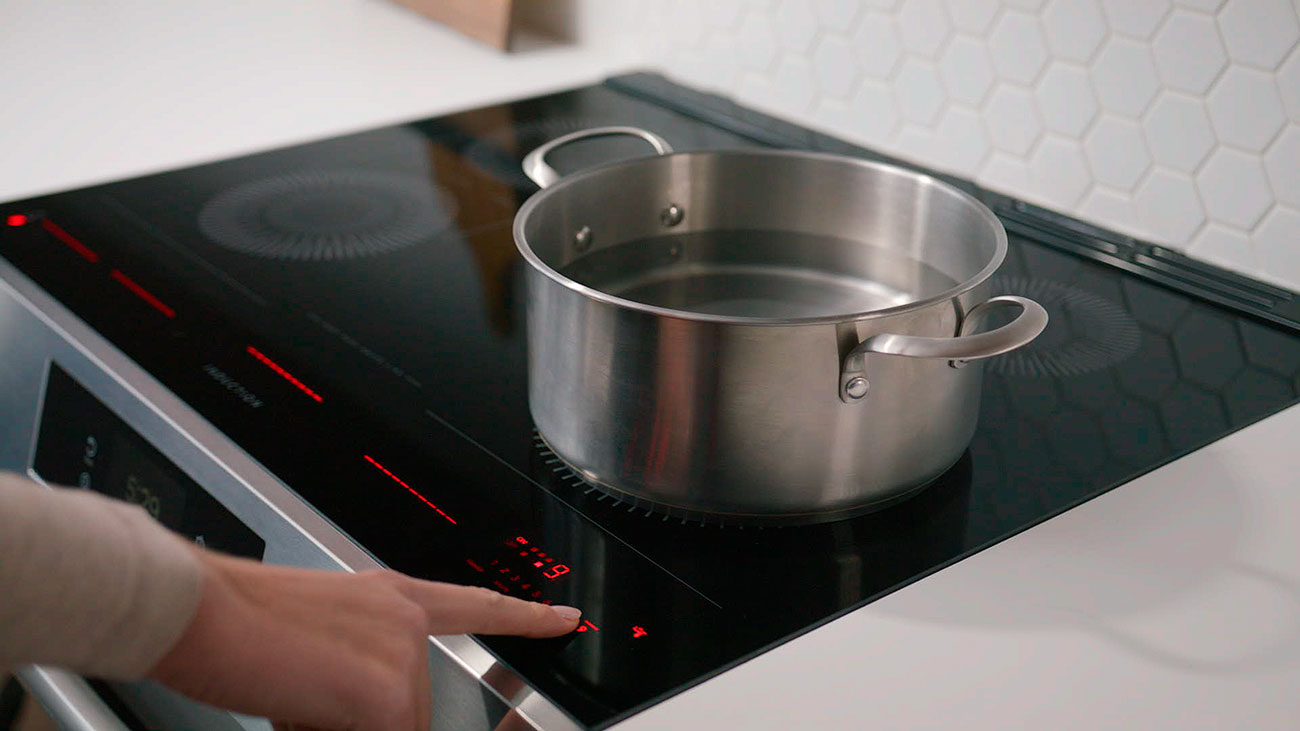Angled View of Induction Surface with Water in Pot