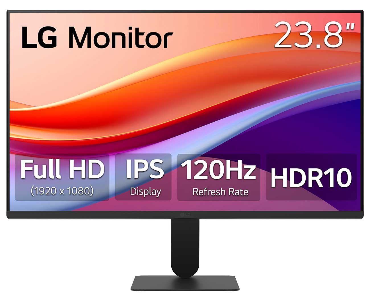 Front view of LG Monitor 24-Inch FHD 120Hz HDR10 with Slim Stand