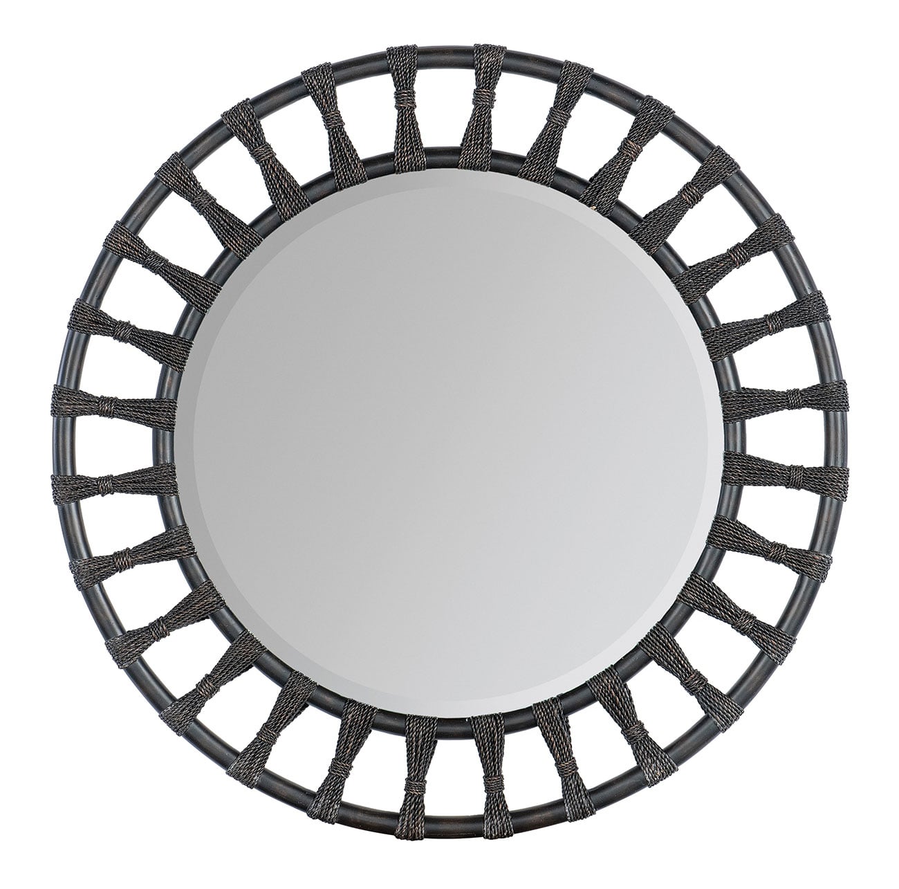Hooker Furniture Bedroom Retreat Pole Rattan Accent Mirror in Black Sand