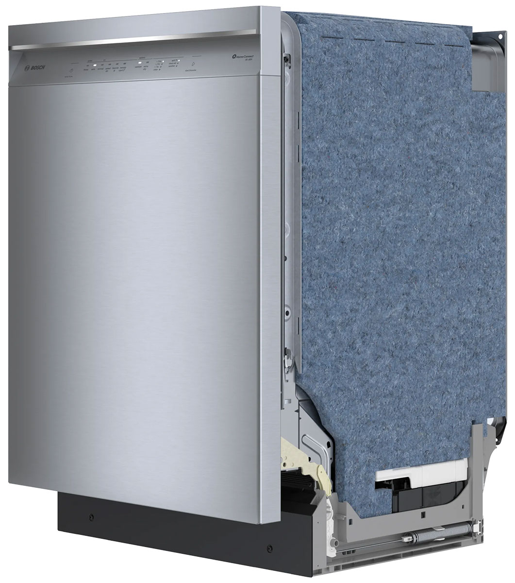 Angle view of dishwasher.