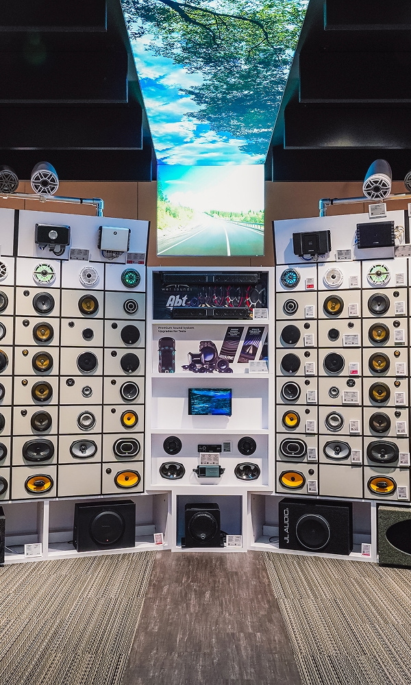 In store display of car speakers