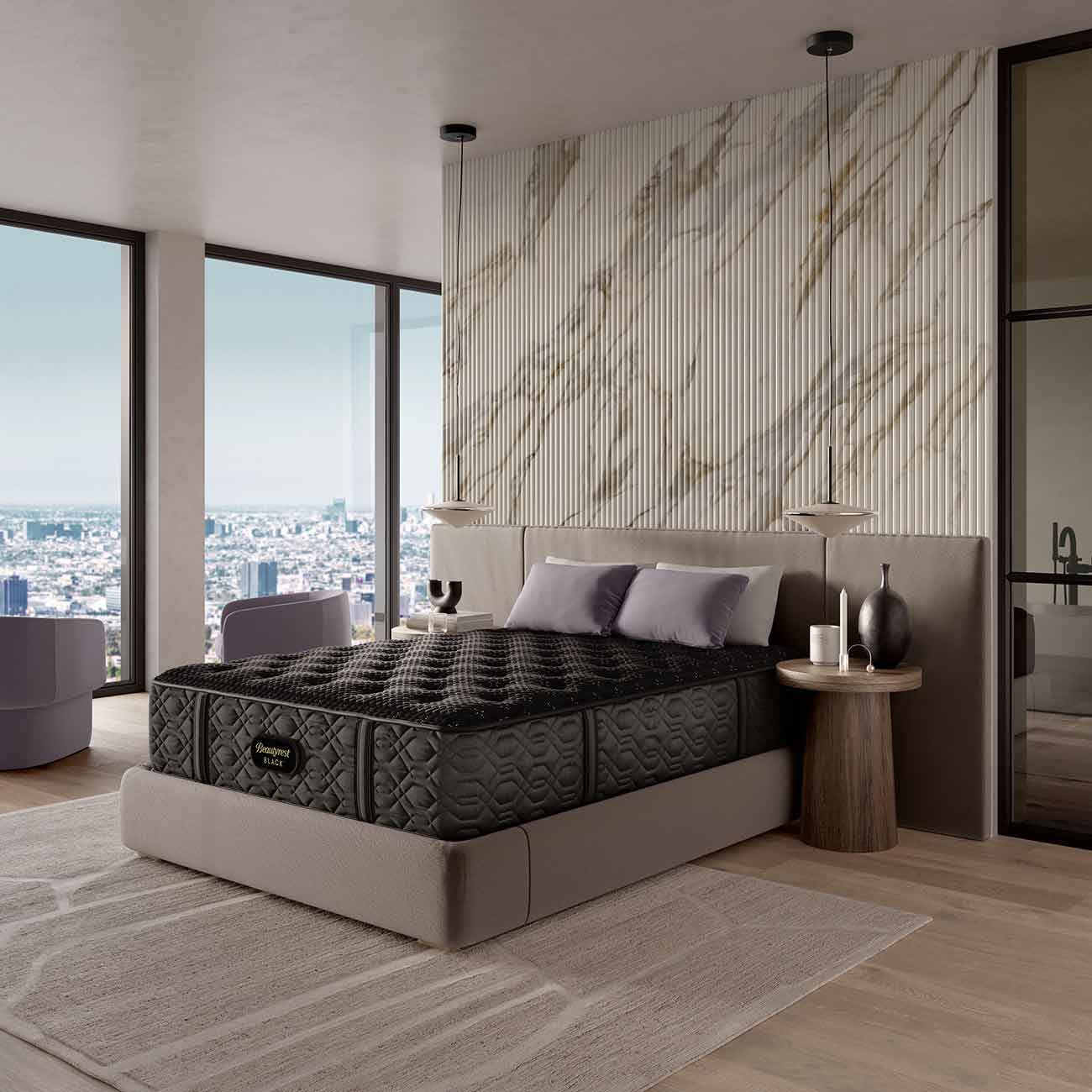 Angled view of Beautyrest Mattress in bedroom