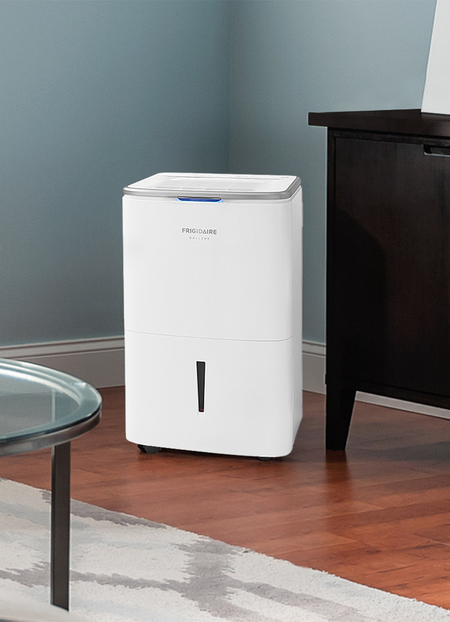 Close-up a white frigidaire Gallery dehummidifier