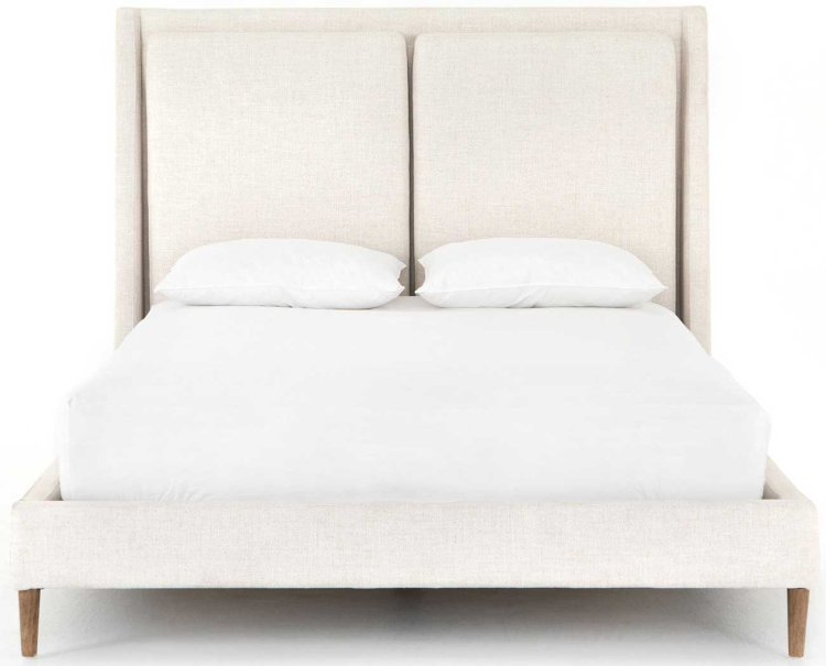 Large image of Four Hands Potter King Bed in Dover Crescent Fabric