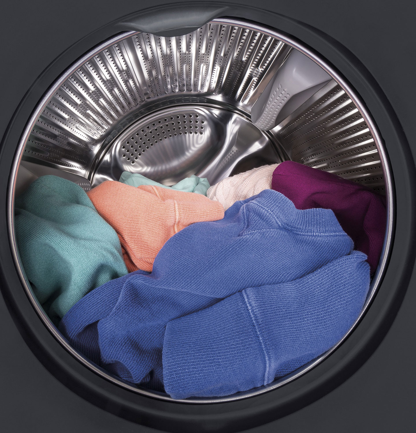 Clothes inside the drum.