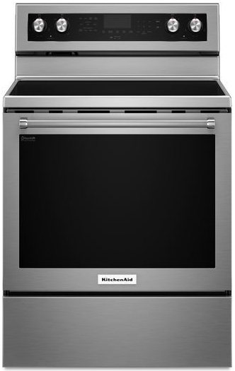Large image of KitchenAid Stainless Side-By-Side Refrigerator & Electric Convection Range Package