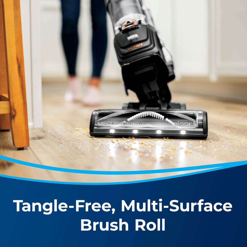 Lifestyle image of Bissel SurfaceSense Allergen Pet Lift-Off tangle-free brush roll