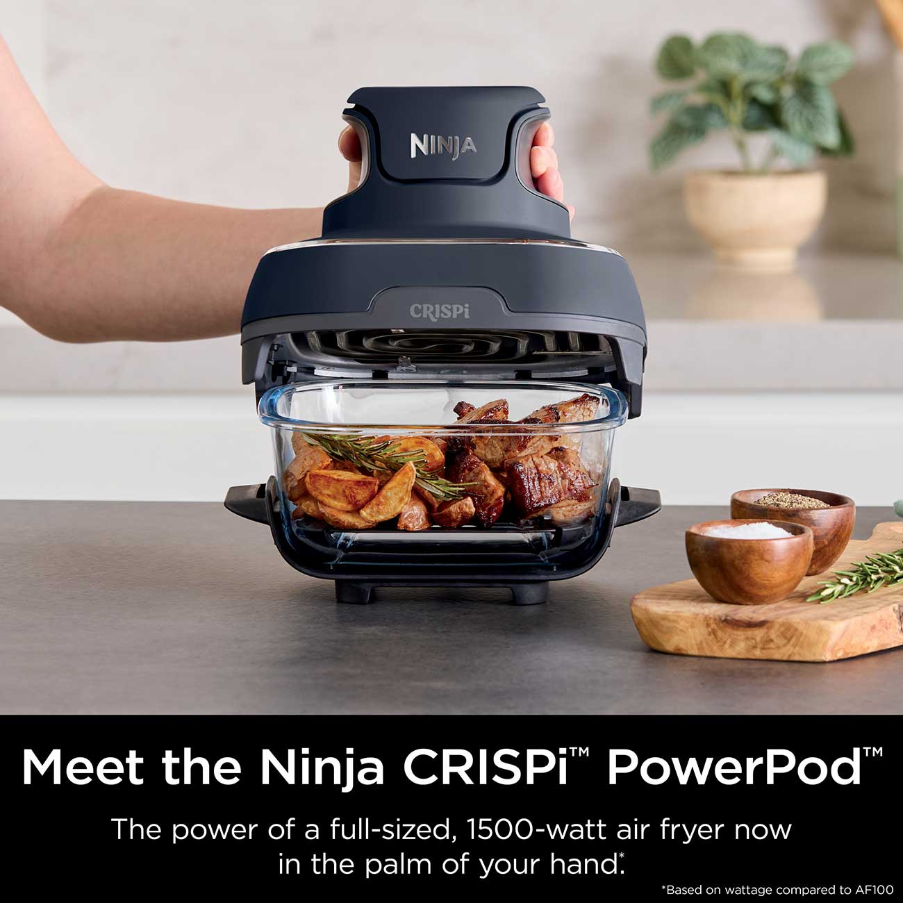 Crispi 4-in-1 Portable Glass Air Fryer Cooking System PowerPod Detail