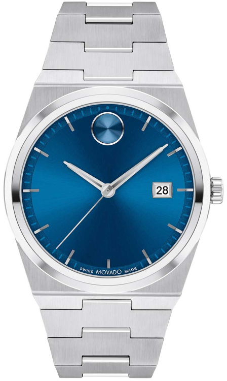Movado BOLD Blue Sunray MOP Dial Silver Bangle Watch Movado Series 800 42mm Blue Dial Stainless Steel Chronograph  main image 2