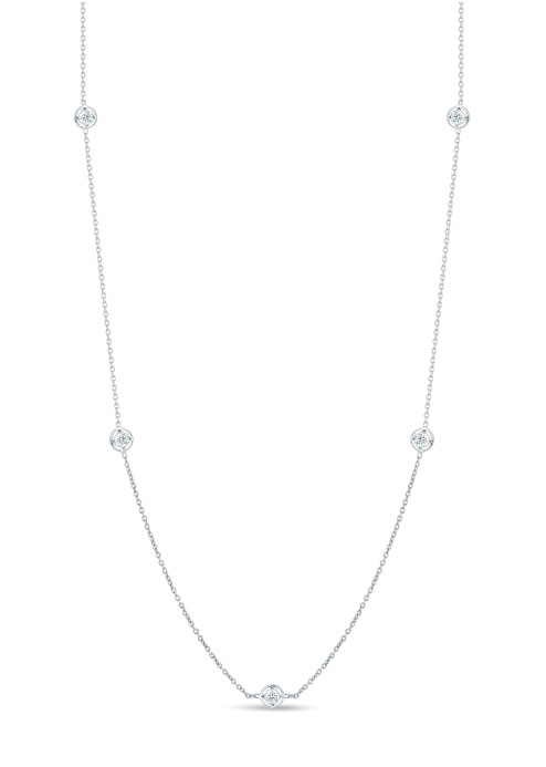 Roberto Coin 18K White Gold 7 Diamond Station Necklace