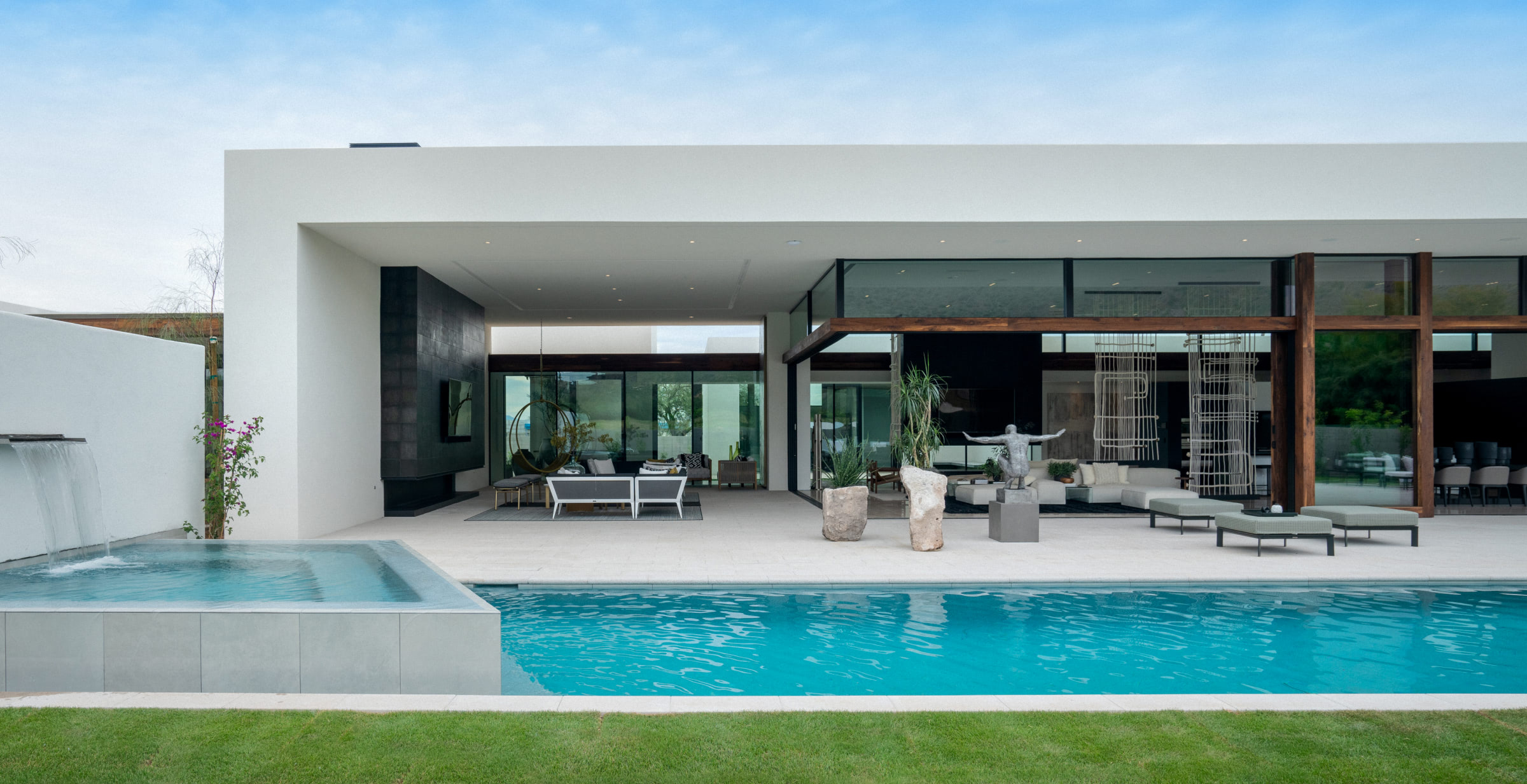 Crestron lighting and shading scene in a luxury home