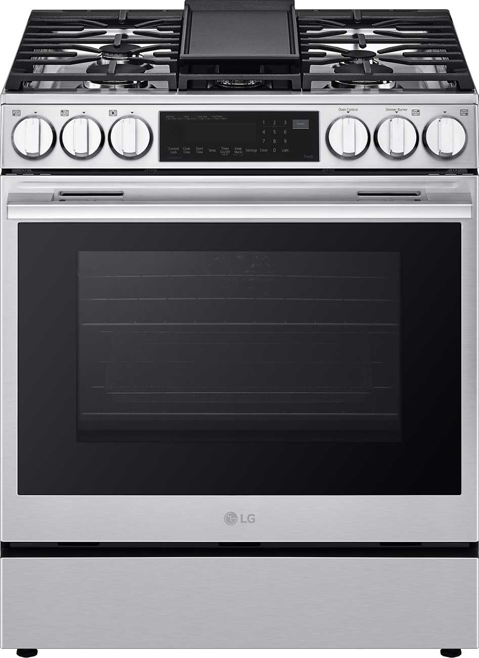 Main Front view of LG Gas Range in PrintProof Stainless Steel
