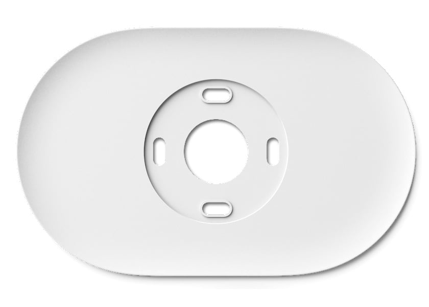 Front view of the Google Nest Thermostat trim kit in snow finish