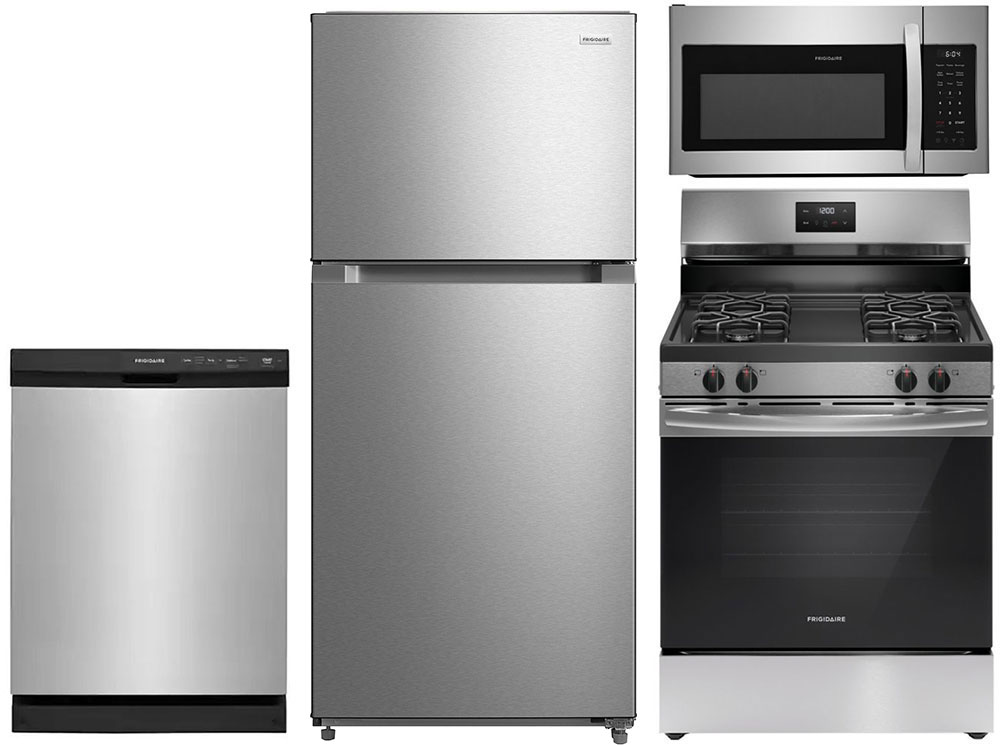 Front View of Stainless Steel Frigidaire Kitchen Package